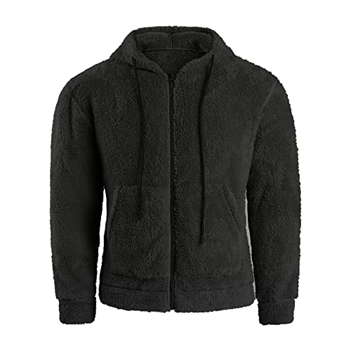 LAOSU 2021 Abrigo con capucha para hombre cálido ligero otoño invierno con cremallera forro polar de doble cara talla grande con bolsillos para cardigan holgado estilo informal 05-gris oscuro S