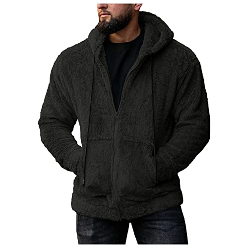 LAOSU 2021 Abrigo con capucha para hombre cálido ligero otoño invierno con cremallera forro polar de doble cara talla grande con bolsillos para cardigan holgado estilo informal 05-gris oscuro S