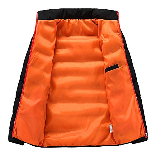 LAOSU Chaqueta de plumón ligera para hombre, cálido, otoño e invierno, talla grande, bolsillos con cremallera informal, cuello alto, chaqueta cómoda, sin costuras, color liso, 04-naranja, 5X-Large