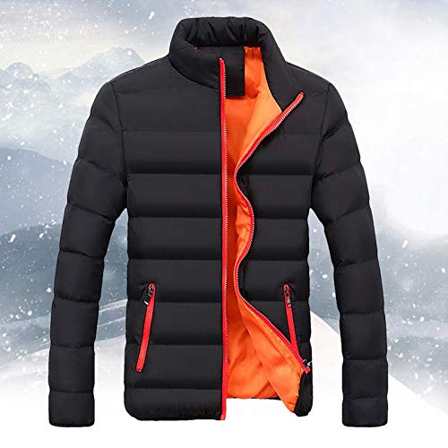 LAOSU Chaqueta de plumón ligera para hombre, cálido, otoño e invierno, talla grande, bolsillos con cremallera informal, cuello alto, chaqueta cómoda, sin costuras, color liso, 04-naranja, 5X-Large