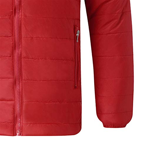 LAOSU Chaqueta de plumón ligera para hombre de la temporada con capucha extraíble talla grande con cremallera chaqueta sin coser para mujer color liso cómodo acabado otoño e invierno 07-rojo XL