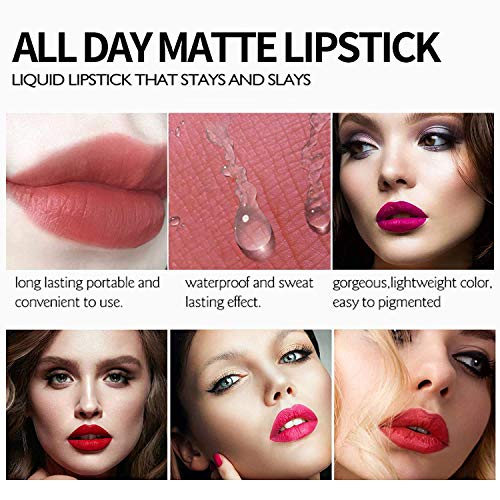 Lápiz Labial Líquido, 6pcs Pintalabios Mate Labiales Líquidos Barra de Labios Mate Colores Labiales Mate Larga Duracion - Regalo San Valentín, Cumpleaños # A