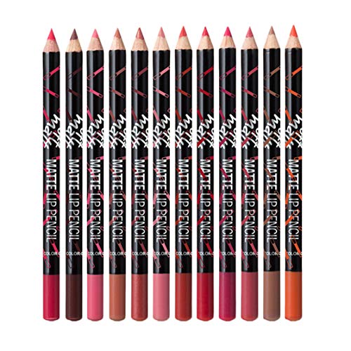 Lápiz labial mate impermeable Frcolor delineador de labios de larga duración 12 Piezas