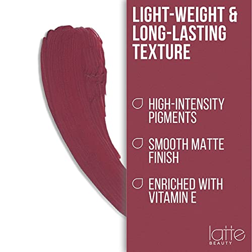 Latte Beauty Ultimatte Lápiz Labial Líquido Mate - 9 Tonalidades - Maquillaje de Labios Resistente al Agua de Larga Duración - Labial Mate Hidratante con Vitamina E - 3 ml (Hint).