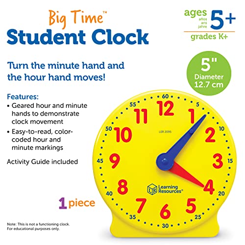 Learning Resources- Reloj para los Alumnos Big Time Student Learning Clock, Color (LER2095) , color/modelo surtido