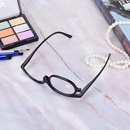 Lentes individuales Magnificar Gafas de maquillaje para ojos Gafas de maquillaje giratorias giratorias para mujeres Maquillaje(400-Negro)