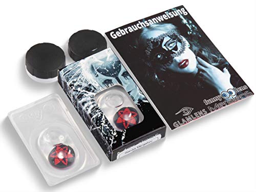 Lentillas de color rojo negro Sasukes Mangekyou 1 par. Para Halloween Carnaval, cosplay de anime, gratis estuche de lentillas sin graduación