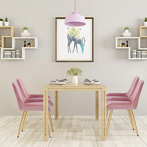 Lestarain 2X Sillas de Comedor Dining Chairs Sillas Tapizadas Paquete de 2 Sillas Cocina Nórdicas Terciopelo Sillas Bar Metal Silla de Oficina Rosa