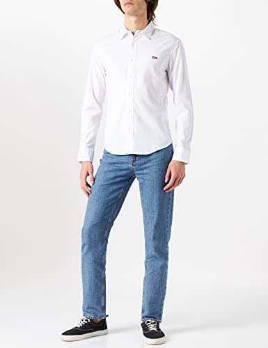 Levi's LS Battery Hm Shirt Slim Camisa Casual, White (White 0002), X-Large para Hombre