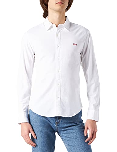 Levi's LS Battery Hm Shirt Slim Camisa Casual, White (White 0002), X-Large para Hombre