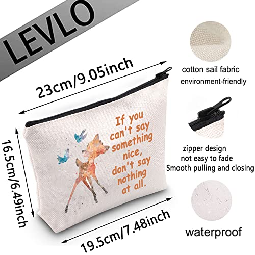 LEVLO Bolsa de cosméticos de Bambi con cremallera, ideal para regalar a los amantes de Bambi, If You Can't Say,