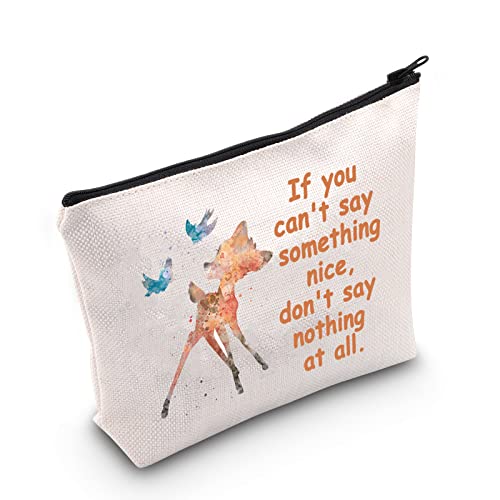 LEVLO Bolsa de cosméticos de Bambi con cremallera, ideal para regalar a los amantes de Bambi, If You Can't Say,