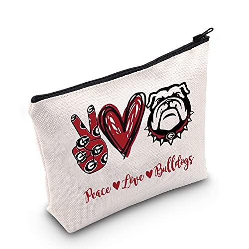 LEVLO Divertido Bulldog Cosmético Maquillaje Bolsa de Maquillaje para Perro Propietario Regalo Paz Amor Bulldog Maquillaje Bolsa Bolsa Bolsa Bulldog Lover Regalo para Mujeres Niñas