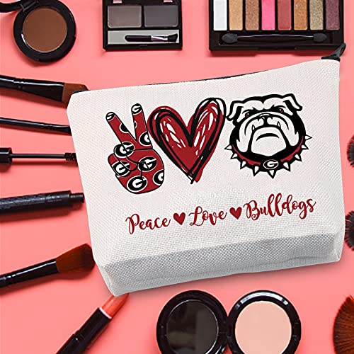 LEVLO Divertido Bulldog Cosmético Maquillaje Bolsa de Maquillaje para Perro Propietario Regalo Paz Amor Bulldog Maquillaje Bolsa Bolsa Bolsa Bulldog Lover Regalo para Mujeres Niñas