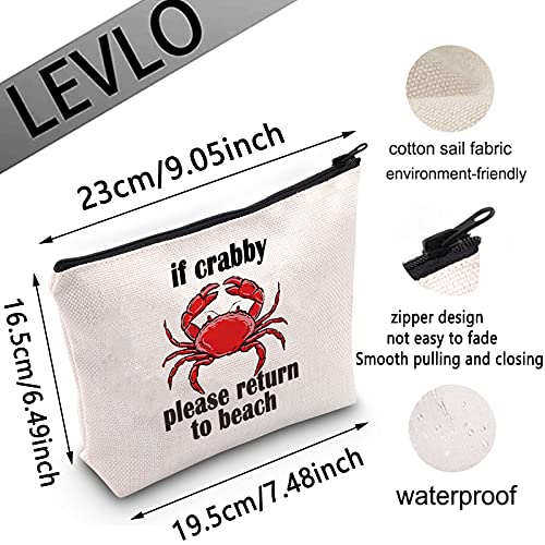 LEVLO Funny If Crabby Please Regresa a la playa Cosméticos maquillaje bolsa cangrejo playa regalo para mujeres niñas, Return To Beach,