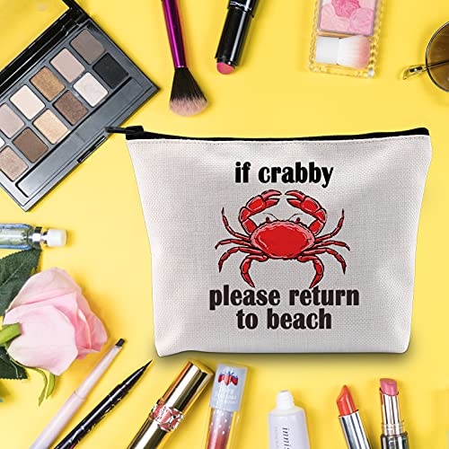 LEVLO Funny If Crabby Please Regresa a la playa Cosméticos maquillaje bolsa cangrejo playa regalo para mujeres niñas, Return To Beach,