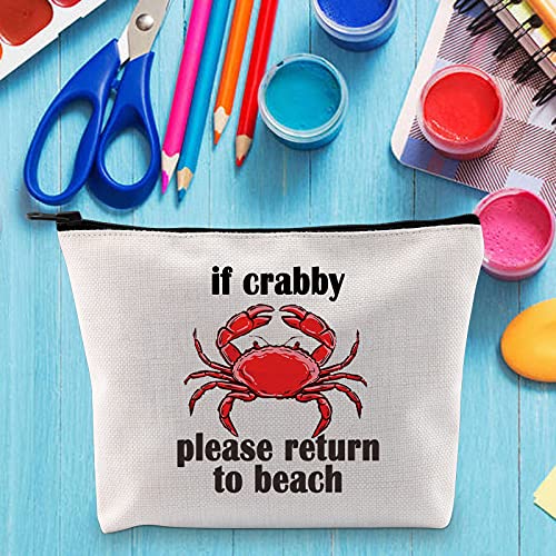 LEVLO Funny If Crabby Please Regresa a la playa Cosméticos maquillaje bolsa cangrejo playa regalo para mujeres niñas, Return To Beach,