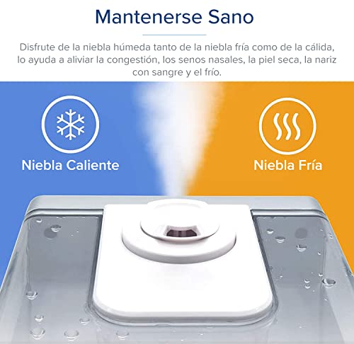 LEVOIT Humidificador Ultrasónico 6L de Vapor Caliente y Frío a Bebes, Humidificador Aromaterapia a 36H y 70 m², Silencioso Auto Modo <32 dB y Temporizador, Doble Boquillas 360°, 3 Niveles Ajustables