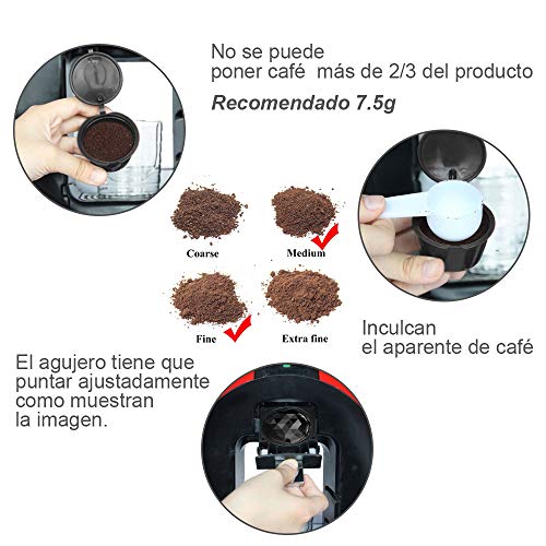 Lictin Version Mejorado Pack de 5 Cápsulas Filtros de café recargable reutilizable con Presión Aumendada para cafetera Dolce Gusto vida útil más de 150 usos sustitucion de cápsula de café Dolce Gusto