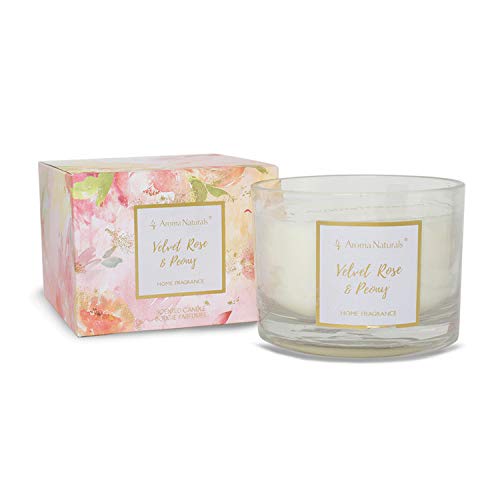 Lifestyle & More Vela perfumada Fleur | Rosa de Terciopelo y peonía | Altura 10 cm, Ø 9,3 cm | Peso Cera 195gr | Tiempo de combustión 35-40 Horas | Cera de Soja 100% ecológica