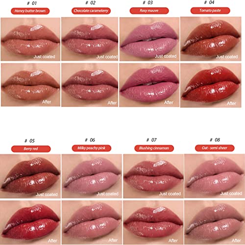 Lifter Gloss hidratación duradera y labios rellenos, Brillar de cristal Gloss Labios, Lip Plumper Impermeable Larga Suave, Ultrahidratante, De aspecto más completo Maquillaje (01)