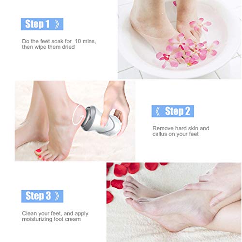 Lima Eléctrica Pies, Pedicura Electrico Profesional Lima Pies, Herramienta Usb Recargable Para El Cuidado De Los Pies Para Callos De Piel Seca, Áspera Y Muerta Con 3 Cabezales De Rodillo