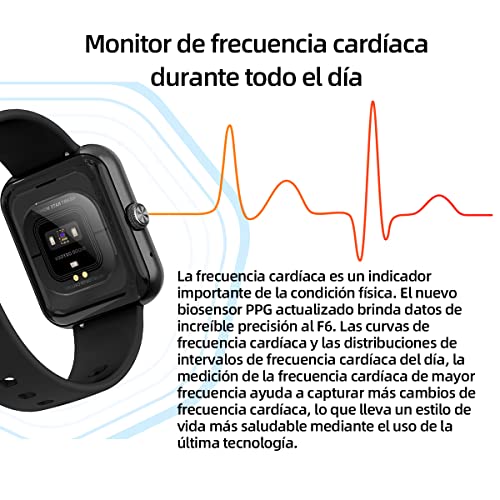 LIMEIES Smartwatch, Reloj Inteligente, Pantalla 1.69", Llamadas, Altavoz, Pulsómetro, Monitor de oxígeno Sangre, Podómetro, Impermeable IP68, Empuje de información, Rastreador de Actividad (Negro)