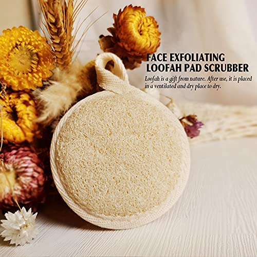 Limpiador de esponja exfoliante facial, cepillos de limpieza manual y desmaquillantes de 4 piezas, esponja de esponja vegetal de fibra verde natural para masajear los poros sin dañar la piel