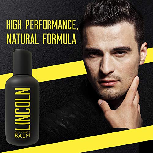 LINCOLN Bálsamo After Shave Hombre con Aloe Vera y Vitamina E - Aftershave For Men, Alivia e Hidrata la Piel - After Shave Balsamo Locion Afeitado, Previene la Irritación - After Shave Natural, 150ml