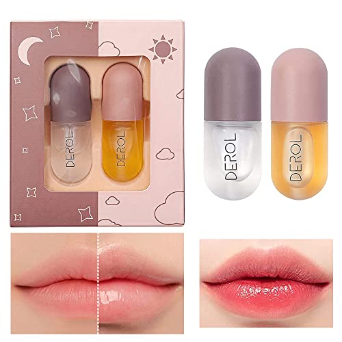 Lip Plumper- Brillo De Labios, Relleno Labial Natural, Juego De Brillo De Labios Hidratante Y Reparador De Dã­A Y De Noche Para Dar Volumen E HidratacióN A Los Labios