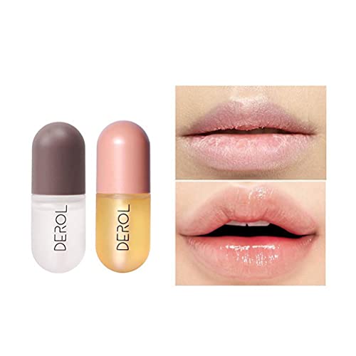 Lip Plumper Gloss, 2 Piezas de Lip Plumper Set, Brillo de Labios, Mejorador de Labios, Bálsamo Labial Regordete, Maquillaje Natural Brillo de Labios - Mejorador para Labios Más Llenos E Hidratados