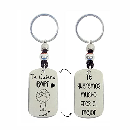 Llavero día del Padre personalizable fabricado en Zamak baño plata-RINCONDELARTESANO.ES