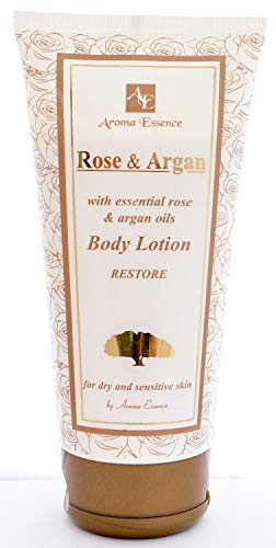 Loción corporal de argán y aceite de rosa, Leche corporal para una piel flexible, suave y tersa, Restaurador de la piel y humectante calmante, Crema corporal para el cuidado del tatuaje 200 ml