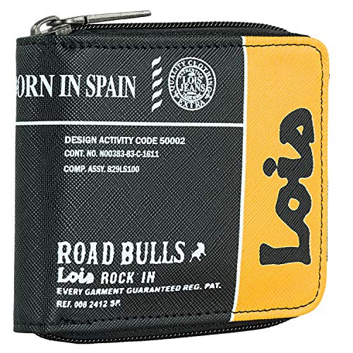 Lois - Cartera con Billetera para Hombre con Monedero RFID pequeña 201809, Color Negro