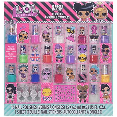 L.O.L Surprise! Townley Girl Juego de esmalte de uñas despegable a base de agua no tóxico para niñas, colores brillantes y opacos, con separadores de dedos y pegatinas para uñas, a partir de 3 años