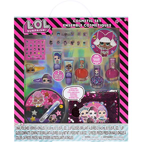 L.O.L Surprise! Townley Girl Makeover Set con más de 20 piezas, que incluyen brillo de labios, esmalte de uñas, uñas a presión, pegatinas de uñas y bolsa de lentejuelas reversible, mayores de 5 años