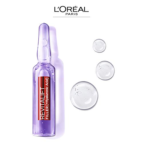 L'Oréal Paris Ampollas Rellenadoras Antiedad con Ácido Hialurónico Puro y Vitamina B5 Revitalift Filler, Hidratación intensa, Caja 28 unidades monodosis, 1.3 ml