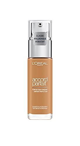 L'Oréal Paris - Fond de Teint Fluide Accord Parfait - Peaux Sèches à Normales - Teinte : Désert (6.5.N) - 30 ml - Nouvelle formule enrichie en acide Hyaluronique et Aloé Vera