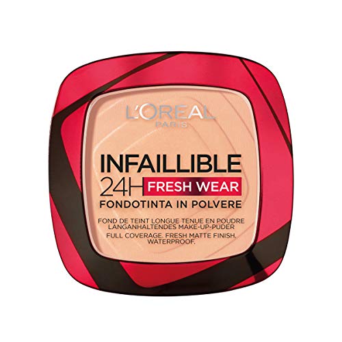 L'Oréal Paris Polvos Compactos Mate Infalible 24H, Larga Duración, Cobertura Media-Alta, Resistente al Agua, Tono: 245 Golden Honey, 50 g