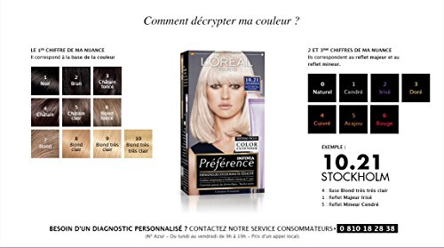 L'Oréal Paris Préférence Coloration Permanente 10.21 Stockholm Blond Très Très Clair Perlé