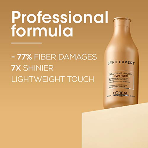 L'Oreal Professionnel Champú Absolut Repair 300 ml + Mascarilla Absolut Repair 250 ml, con Quinoa Dorada y Proteína para Cabello Dañado