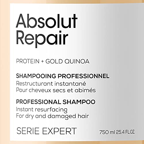 L’Oréal Professionnel | Champú Tratamiento Reconstructor para cabellos secos y dañados, Absolut Repair, SERIE EXPERT, 750mL