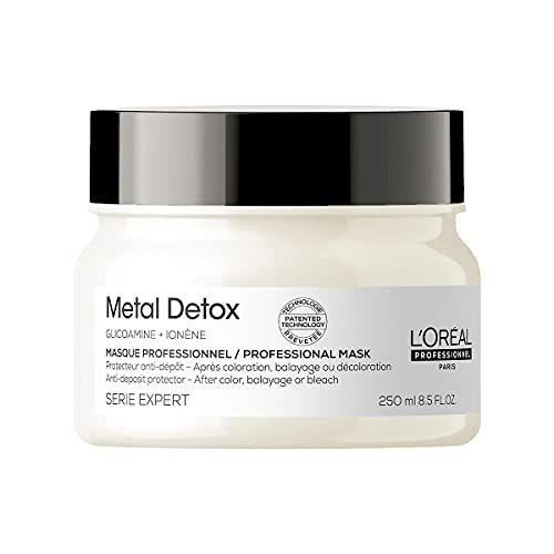 L'Oréal Professionnel | Mascarilla protectora anti-metales, Después del color, balayage y decoloración, Metal Détox, SERIE EXPERT, 250 ml