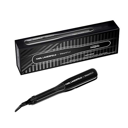 L'Oreal Professionnel - Steampod x Karl Lagerfeld, Plancha Profesional Potenciada por Vapor, Cabello Liso y Ondas Suaves, Look Profesional, Enchufe Europeo, Negro