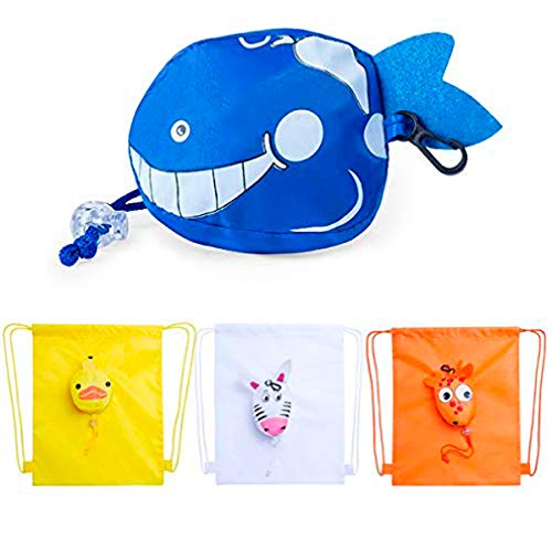 Lote de 20 Mochilas Infantiles Plegables de Cuerdas Animales- Regalos Baratos Originales para Cumpleaños, Comuniones, Colegios, Niños, Recuerdos prácticos y Baratos Infantiles de guarderías