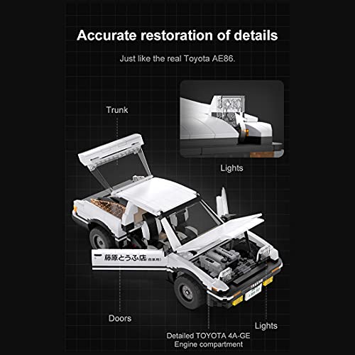 LOTSOFUN CADA Technik C61024W Coche de carreras AE86 para Initial D, juego de construcción compatible con Lego Technic – 1324 piezas – Versión estática