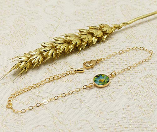 LOTUS Pulsera de flores Flor ajustable Verde Azul Oro amarillo Regalos personalizados Navidad Cumpleaños Joya Ceremonia Invitados de boda Día de la madre Dama de honor