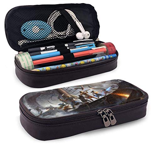 Lsjuee Pillars Eternity Deadfire Estuche para lápices Estuche para lápices de cuero PU Estuches para bolígrafos Estuche para papelería Maquillaje cosmético Bolsa con doble cremallera para igh/Middl