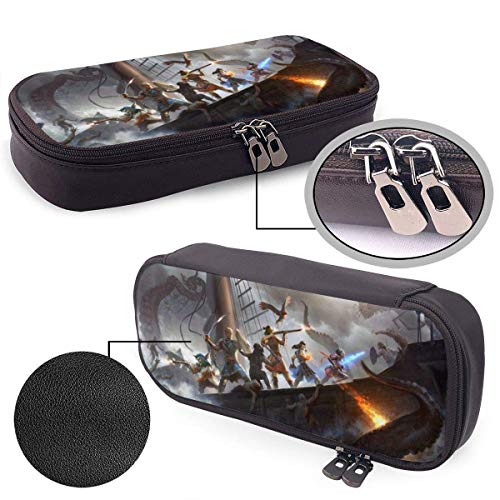 Lsjuee Pillars Eternity Deadfire Estuche para lápices Estuche para lápices de cuero PU Estuches para bolígrafos Estuche para papelería Maquillaje cosmético Bolsa con doble cremallera para igh/Middl