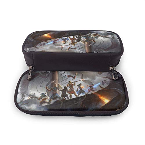 Lsjuee Pillars Eternity Deadfire Estuche para lápices Estuche para lápices de cuero PU Estuches para bolígrafos Estuche para papelería Maquillaje cosmético Bolsa con doble cremallera para igh/Middl